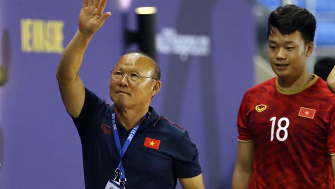 HLV Park Hang-seo và các học trò tiếp tục chuỗi trận thắng ấn tượng tại vòng bảng SEA Games 30. Ảnh: AFC.